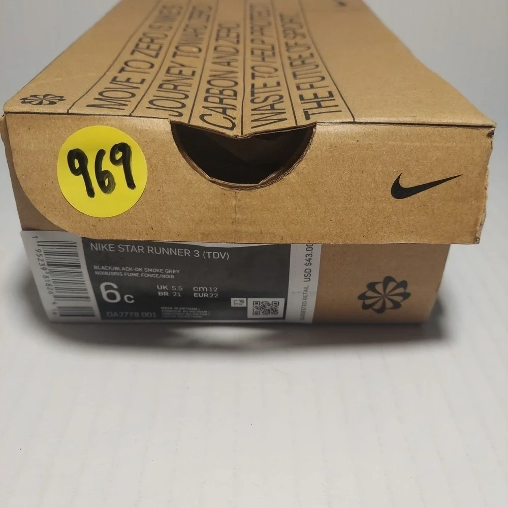 Nike Toddler Size 6c - Star Runner 3 TDV Shoes DA2778 001